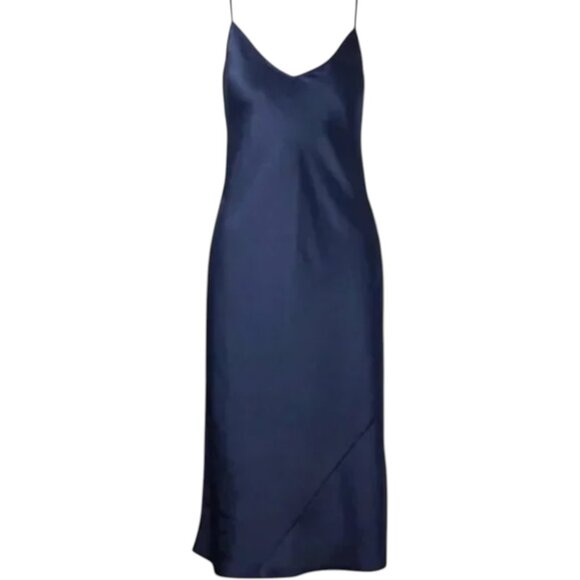 NWOT Aritzia Wilfred Only Slip Satin Midi Dress in Dark Blue Size Small - Picture 10 of 10